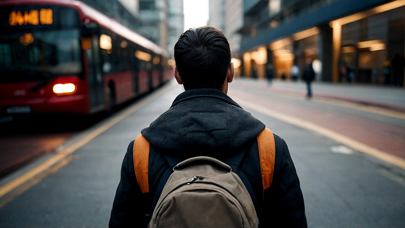 Imagen hombre mirando el transporte